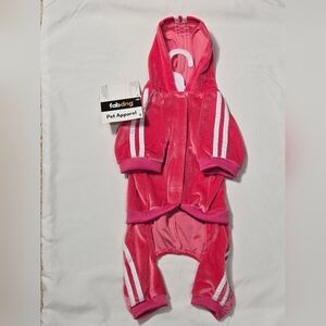 Fabdog Hot Pink Velour Puppy Dog    DIVA Hoodie Size Small